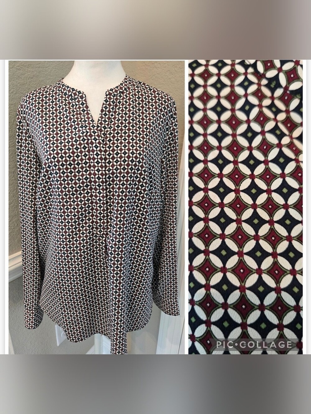 Talbots Geometric Print Blouse